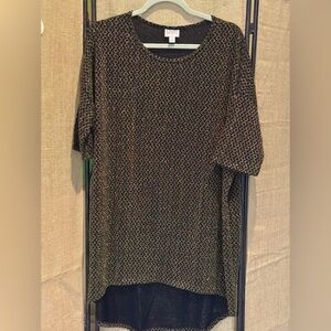 Lularoe Irma High-low in Black and gold threading